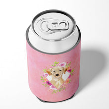 Load image into Gallery viewer, Yellow Lab Pink Flowers Can or Bottle Hugger CK4227CC