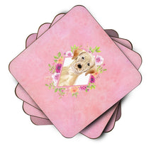 Load image into Gallery viewer, Yellow Lab Pink Flowers Coasters - Set of 4 Lightweight Foam, Absorbent Drink Coasters  CK4227FC