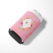 Load image into Gallery viewer, Japanese Spitz Pink Flowers Can or Bottle Hugger CK4229CC