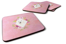 Load image into Gallery viewer, Japanese Spitz Pink Flowers Coasters - Set of 4 Lightweight Foam, Absorbent Drink Coasters  CK4229FC