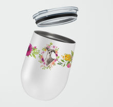 Load image into Gallery viewer, Italian Greyhound Pink Flowers Stainless Steel 12 oz Stemless Wine Glass CK4230TBL12