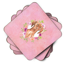 Load image into Gallery viewer, Vizsla Pink Flowers Coasters - Set of 4 Lightweight Foam, Absorbent Drink Coasters  CK4232FC