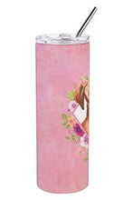 Load image into Gallery viewer, Vizsla Pink Flowers Double Walled Stainless Steel 20 oz Skinny Tumbler CK4232TBL20