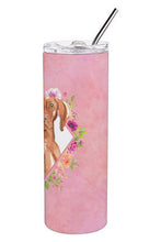 Load image into Gallery viewer, Vizsla Pink Flowers Double Walled Stainless Steel 20 oz Skinny Tumbler CK4232TBL20