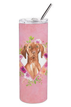 Load image into Gallery viewer, Vizsla Pink Flowers Double Walled Stainless Steel 20 oz Skinny Tumbler CK4232TBL20