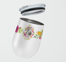 Load image into Gallery viewer, Grey Standard Poodle Pink Flowers Stainless Steel 12 oz Stemless Wine Glass CK4233TBL12