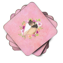 Load image into Gallery viewer, Fawn Great Dane Pink Flowers Coasters - Set of 4 Lightweight Foam, Absorbent Drink Coasters  CK4234FC