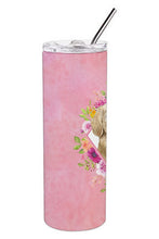 Load image into Gallery viewer, Golden Retriever Pink Flowers Double Walled Stainless Steel 20 oz Skinny Tumbler CK4235TBL20