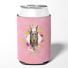 Load image into Gallery viewer, Doberman Pinsher Pink Flowers Can or Bottle Hugger CK4241CC