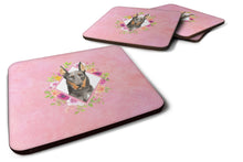 Load image into Gallery viewer, Doberman Pinsher Pink Flowers Coasters - Set of 4 Lightweight Foam, Absorbent Drink Coasters  CK4241FC