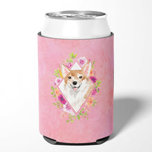 Load image into Gallery viewer, Corgi Pink Flowers Can or Bottle Hugger CK4243CC