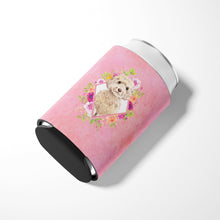 Load image into Gallery viewer, Champagne Cockapoo Pink Flowers Can or Bottle Hugger CK4246CC