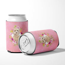 Load image into Gallery viewer, Champagne Cockapoo Pink Flowers Can or Bottle Hugger CK4246CC