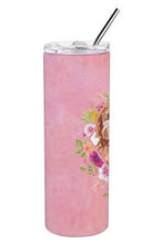 Load image into Gallery viewer, Cavapoo Pink Flowers Double Walled Stainless Steel 20 oz Skinny Tumbler CK4247TBL20