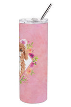 Load image into Gallery viewer, Cavapoo Pink Flowers Double Walled Stainless Steel 20 oz Skinny Tumbler CK4247TBL20