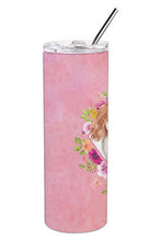 Load image into Gallery viewer, Blenheim Cavalier Spaniel Pink Flowers Double Walled Stainless Steel 20 oz Skinny Tumbler CK4248TBL20