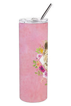 Load image into Gallery viewer, Cairn Terrier Pink Flowers Double Walled Stainless Steel 20 oz Skinny Tumbler CK4250TBL20