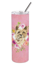 Load image into Gallery viewer, Cairn Terrier Pink Flowers Double Walled Stainless Steel 20 oz Skinny Tumbler CK4250TBL20
