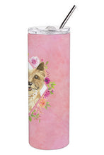 Load image into Gallery viewer, Cairn Terrier Pink Flowers Double Walled Stainless Steel 20 oz Skinny Tumbler CK4250TBL20
