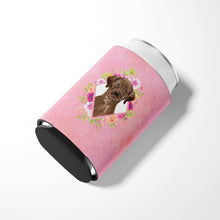 Load image into Gallery viewer, Chocolate Labrador Pink Flowers Can or Bottle Hugger CK4251CC