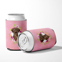 Load image into Gallery viewer, Chocolate Labrador Pink Flowers Can or Bottle Hugger CK4251CC