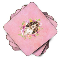 Load image into Gallery viewer, Brown Parti Cocker Spaniel Pink Flowers Coasters - Set of 4 Lightweight Foam, Absorbent Drink Coasters  CK4252FC