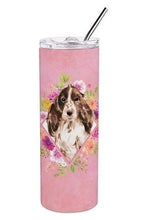 Load image into Gallery viewer, Brown Parti Cocker Spaniel Pink Flowers Double Walled Stainless Steel 20 oz Skinny Tumbler CK4252TBL20