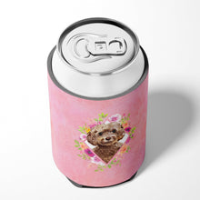 Load image into Gallery viewer, Chocolate Cockapoo Pink Flowers Can or Bottle Hugger CK4253CC