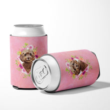 Load image into Gallery viewer, Chocolate Cockapoo Pink Flowers Can or Bottle Hugger CK4253CC