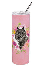 Load image into Gallery viewer, Bouvier des Flandres Pink Flowers Double Walled Stainless Steel 20 oz Skinny Tumbler CK4256TBL20