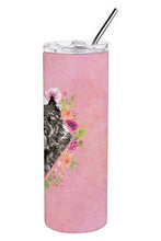 Load image into Gallery viewer, Bouvier des Flandres Pink Flowers Double Walled Stainless Steel 20 oz Skinny Tumbler CK4256TBL20