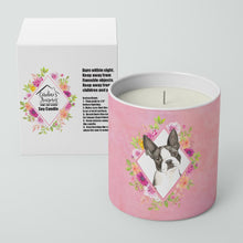 Load image into Gallery viewer, Boston Terrier Pink Flowers 10 oz Decorative Soy Candle CK4257CDL