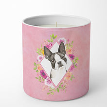 Load image into Gallery viewer, Boston Terrier Pink Flowers 10 oz Decorative Soy Candle CK4257CDL