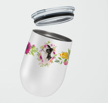Load image into Gallery viewer, Border Collie Pink Flowers Stainless Steel 12 oz Stemless Wine Glass CK4258TBL12
