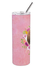 Load image into Gallery viewer, Bloodhound Pink Flowers Double Walled Stainless Steel 20 oz Skinny Tumbler CK4259TBL20