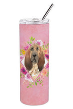 Load image into Gallery viewer, Bloodhound Pink Flowers Double Walled Stainless Steel 20 oz Skinny Tumbler CK4259TBL20