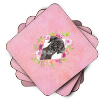 Load image into Gallery viewer, Black Labrador Pink Flowers Coasters - Set of 4 Lightweight Foam, Absorbent Drink Coasters  CK4261FC