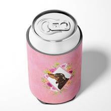 Load image into Gallery viewer, Black and Tan Dachshund Pink Flowers Can or Bottle Hugger CK4262CC