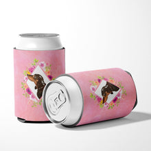 Load image into Gallery viewer, Black and Tan Dachshund Pink Flowers Can or Bottle Hugger CK4262CC