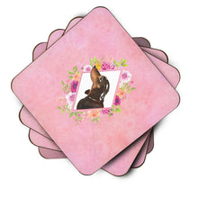 Load image into Gallery viewer, Black and Tan Dachshund Pink Flowers Coasters - Set of 4 Lightweight Foam, Absorbent Drink Coasters  CK4262FC