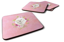 Load image into Gallery viewer, Bichon Frise Pink Flowers Coasters - Set of 4 Lightweight Foam, Absorbent Drink Coasters  CK4263FC