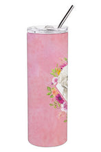 Load image into Gallery viewer, Bichon Frise Pink Flowers Double Walled Stainless Steel 20 oz Skinny Tumbler CK4263TBL20