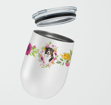 Load image into Gallery viewer, Bernese Mountain Dog Pink Flowers Stainless Steel 12 oz Stemless Wine Glass CK4264TBL12