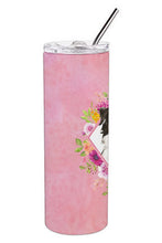Load image into Gallery viewer, Bernese Mountain Dog Pink Flowers Double Walled Stainless Steel 20 oz Skinny Tumbler CK4264TBL20