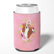 Load image into Gallery viewer, Basset Hound Pink Flowers Can or Bottle Hugger CK4266CC