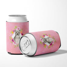 Load image into Gallery viewer, Blue Pit Bull Terrier Pink Flowers Can or Bottle Hugger CK4269CC
