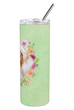 Load image into Gallery viewer, Afghan Hound Green Flowers Double Walled Stainless Steel 20 oz Skinny Tumbler CK4270TBL20