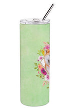 Load image into Gallery viewer, Akita Green Flowers Double Walled Stainless Steel 20 oz Skinny Tumbler CK4271TBL20