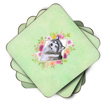 Load image into Gallery viewer, Alaskan Malamute Green Flowers Coasters - Set of 4 Lightweight Foam, Absorbent Drink Coasters  CK4272FC