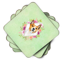 Load image into Gallery viewer, Basenji Green Flowers Coasters - Set of 4 Lightweight Foam, Absorbent Drink Coasters  CK4275FC